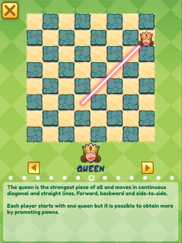 Junior Chess Chess Queen Movement Instructions Screenshot.