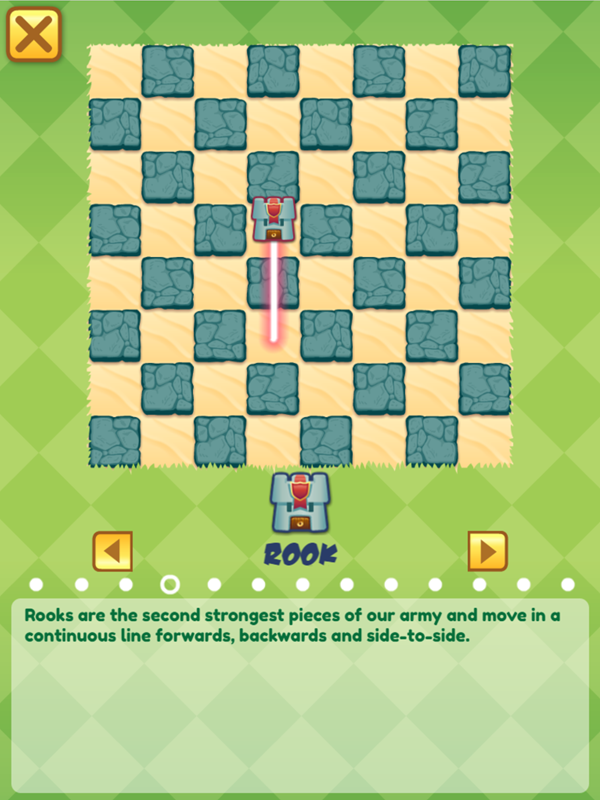 Junior Chess Rook Movement Instructions Screenshot.