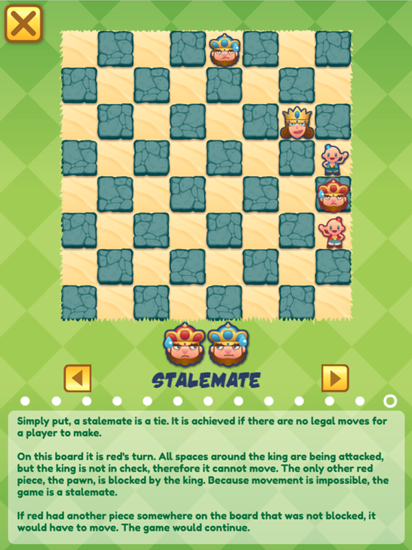 Junior Chess Stalemate Instructions Screenshot.