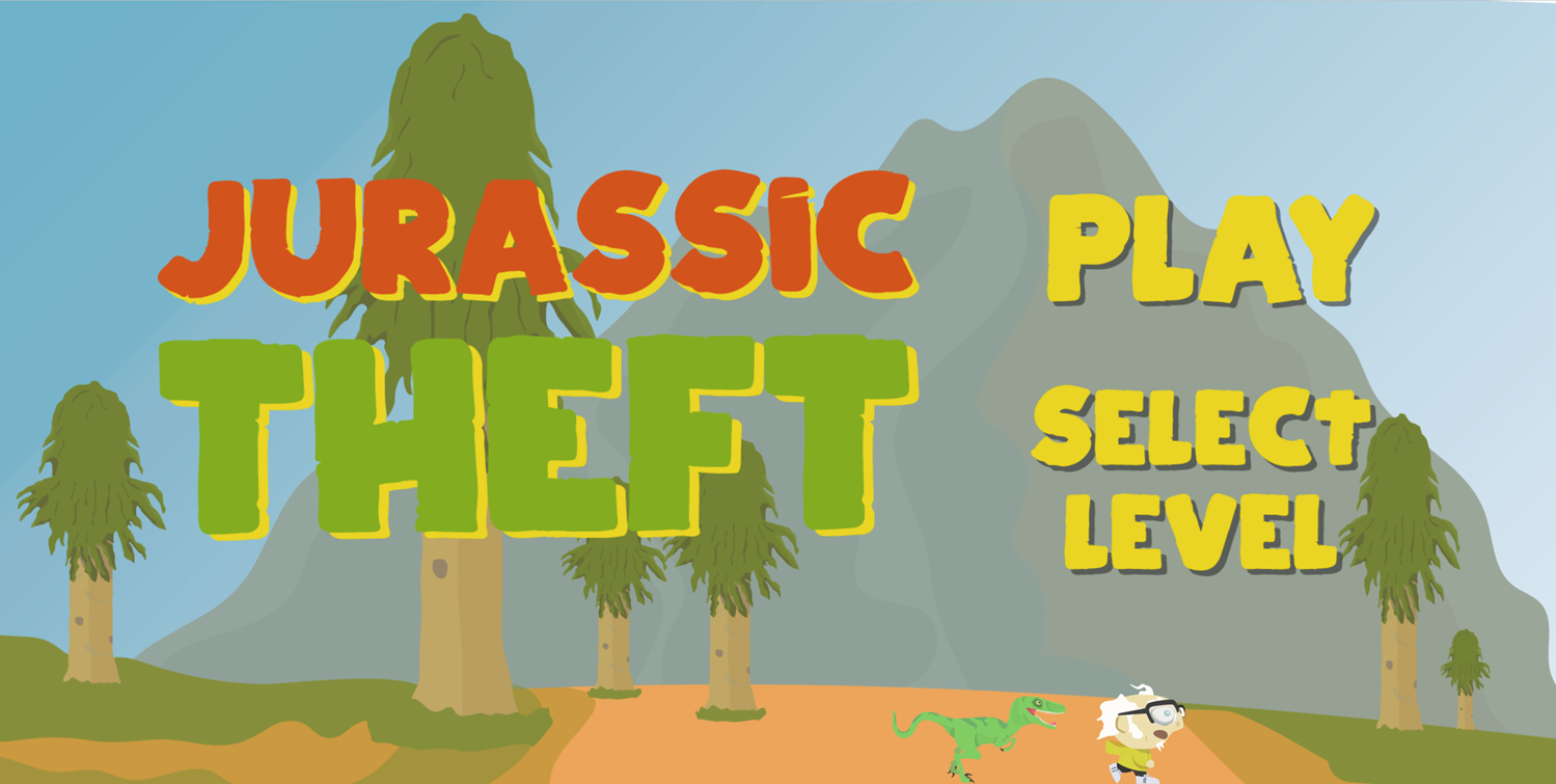 Jurassic Theft Game Welcome Screen Screenshot.