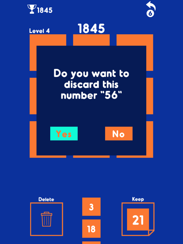 Just Divide Game Discard Number Screenshot.