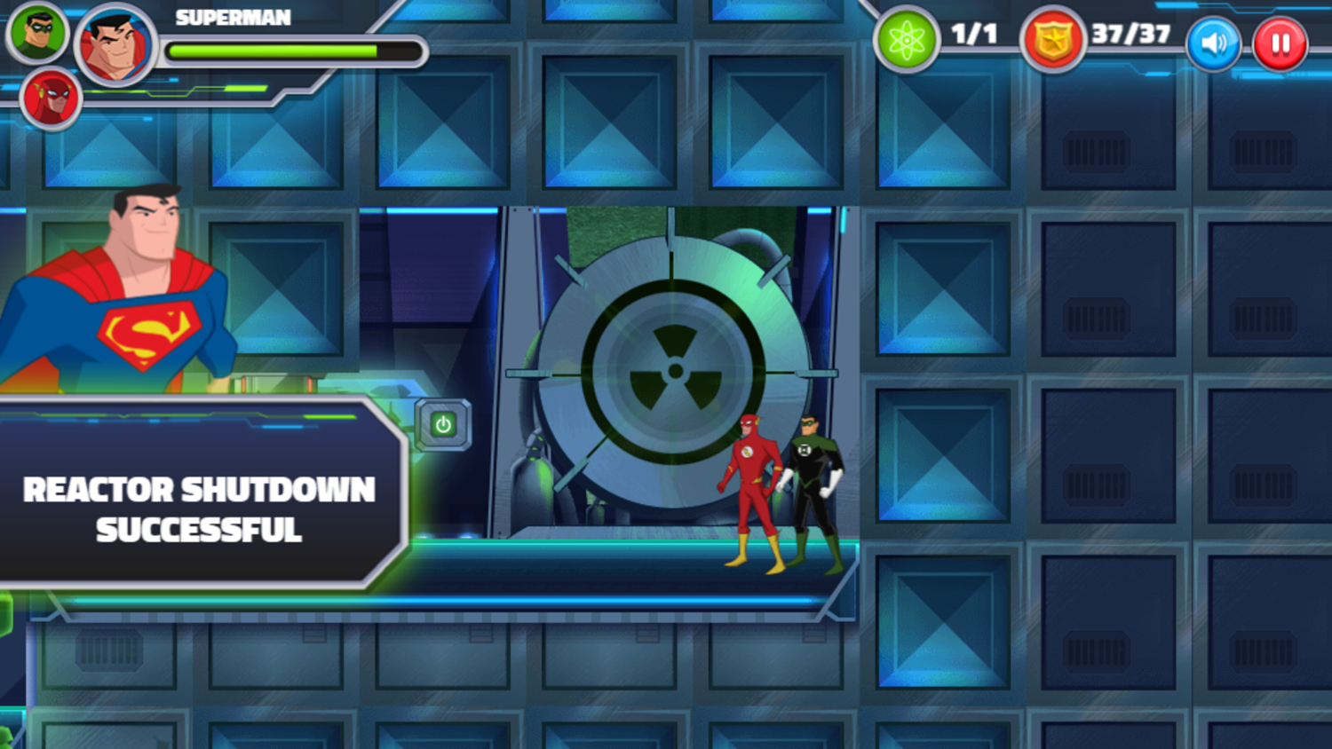 Justice League Action Nuclear Rescue Game Area Complete Screenshot.