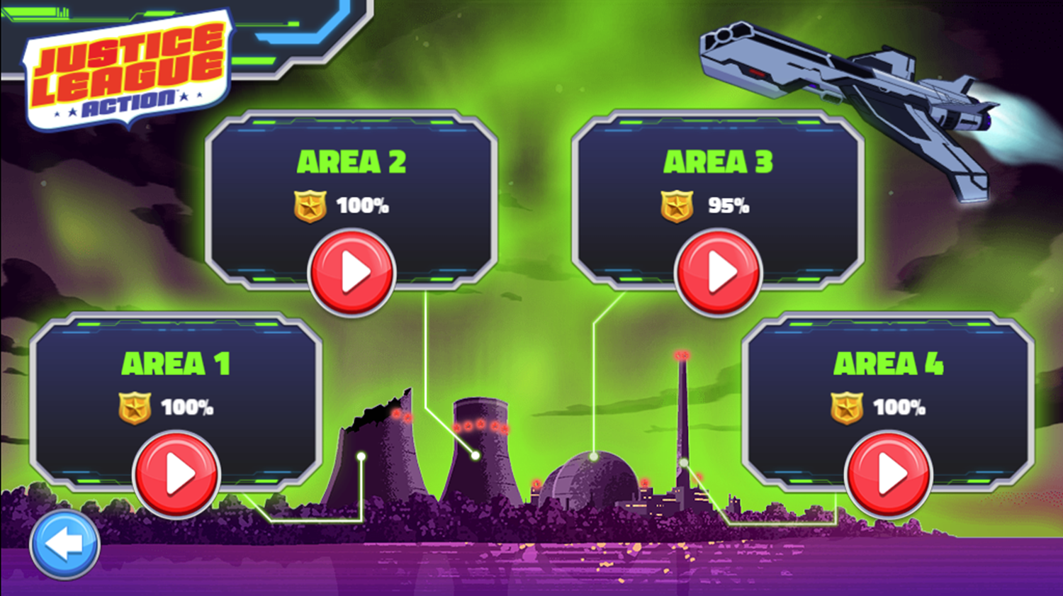 Justice League Action Nuclear Rescue Game Level Select Complete Screenshot.