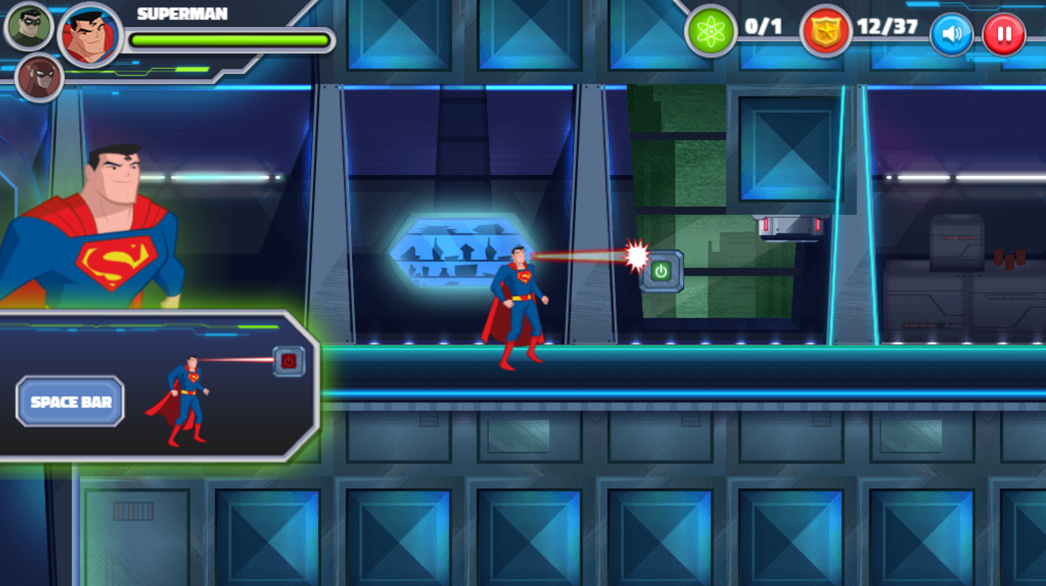 Justice League Action Nuclear Rescue Game Superman Power Screenshot.