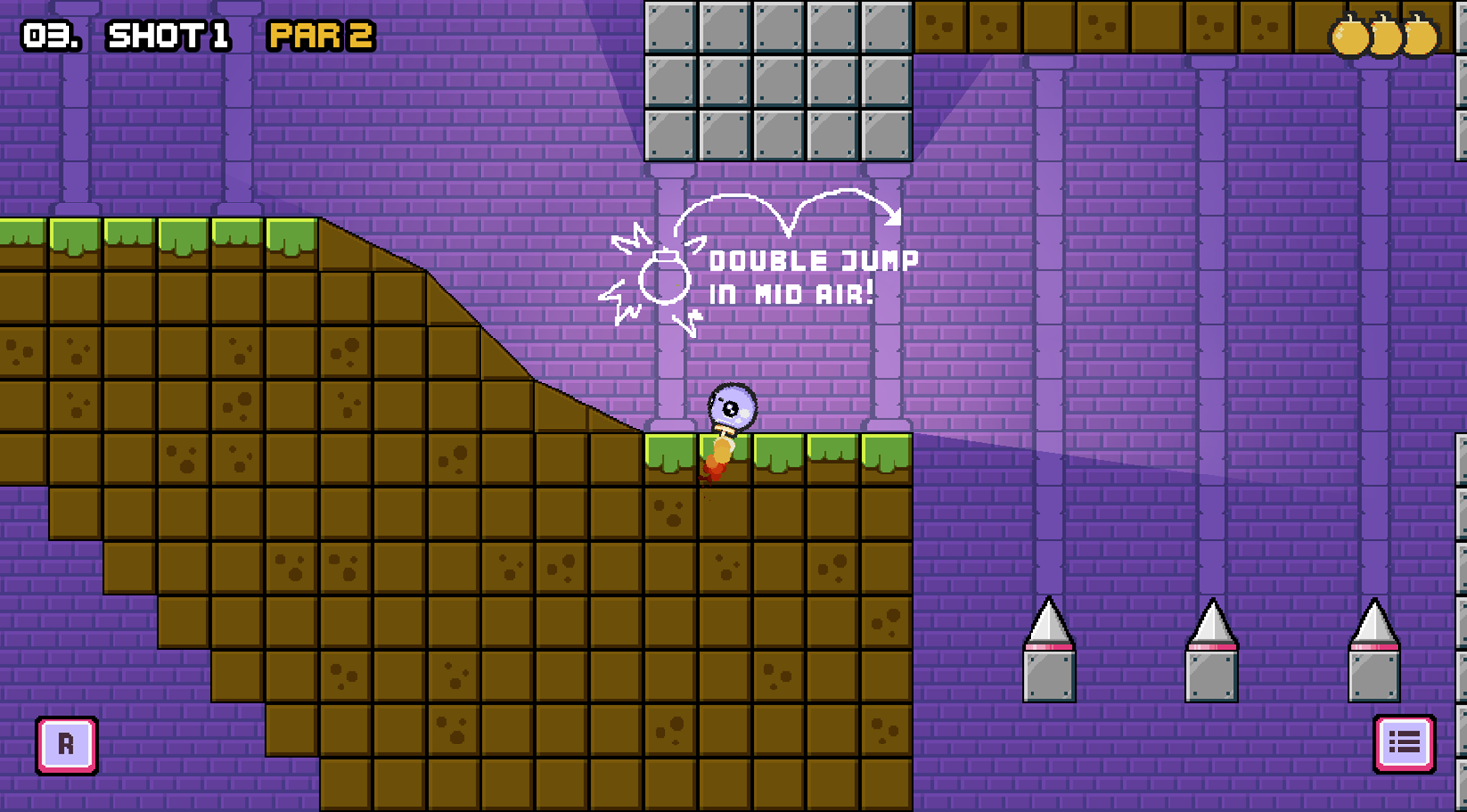 Kaboom Swing Game Double Jump Instructions Screenshot.