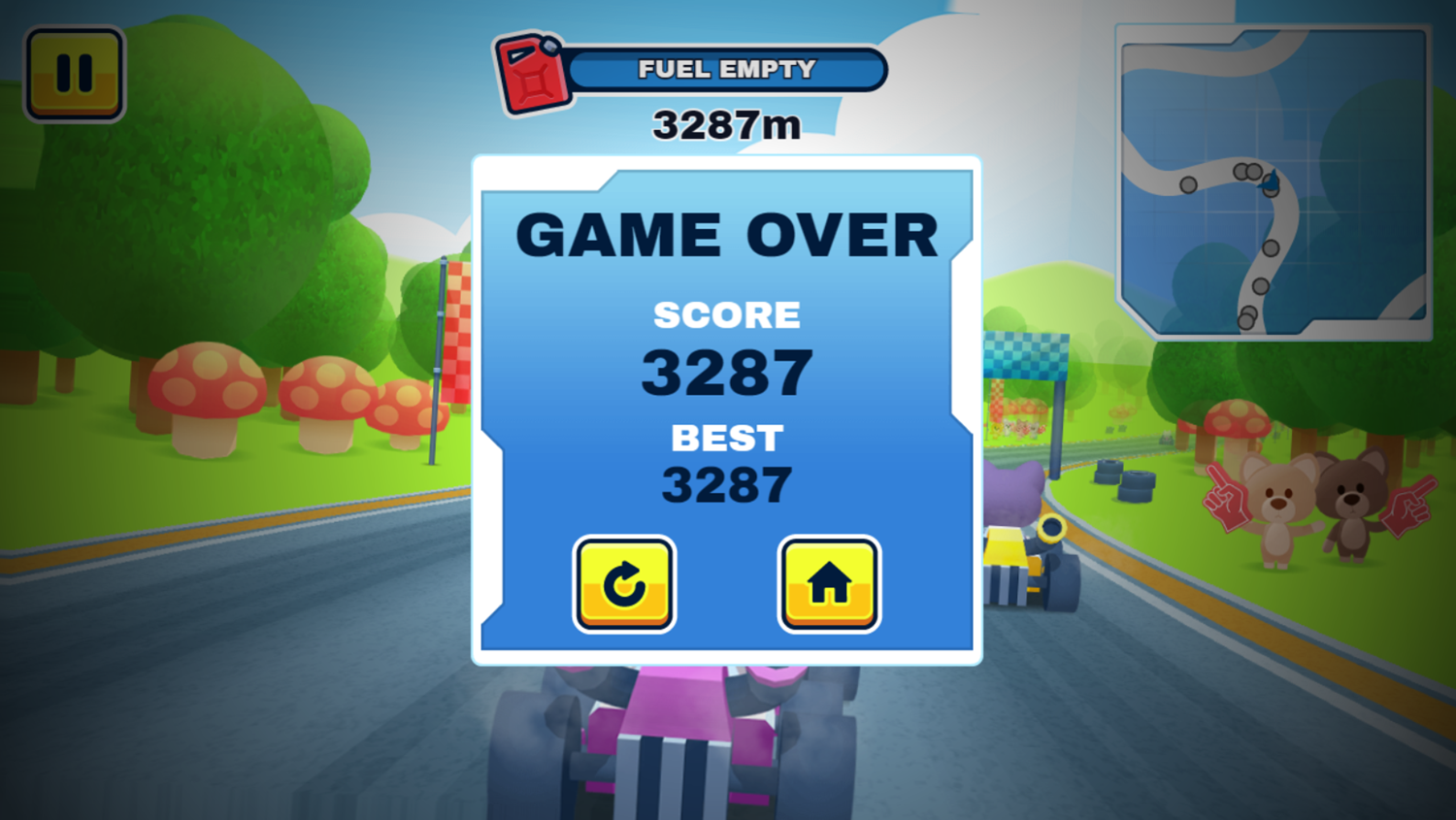 Kart Racing Pro Game Over Screen Screenshot.