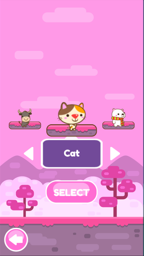 Kawaii Jump Game Character Select Screen Screenshot.