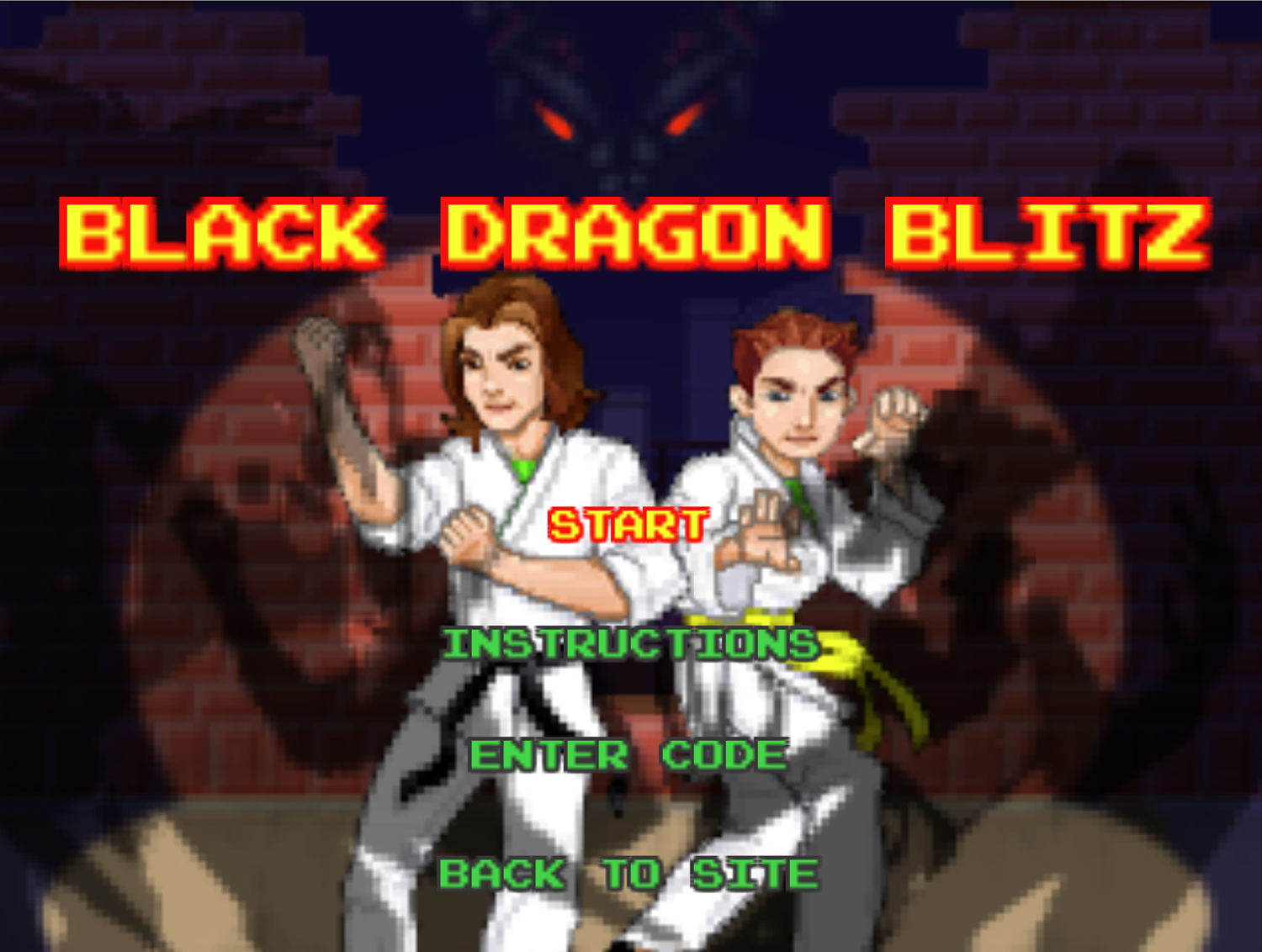 Kickin' It Black Dragon Blitz Game Welcome Screen Screenshot.