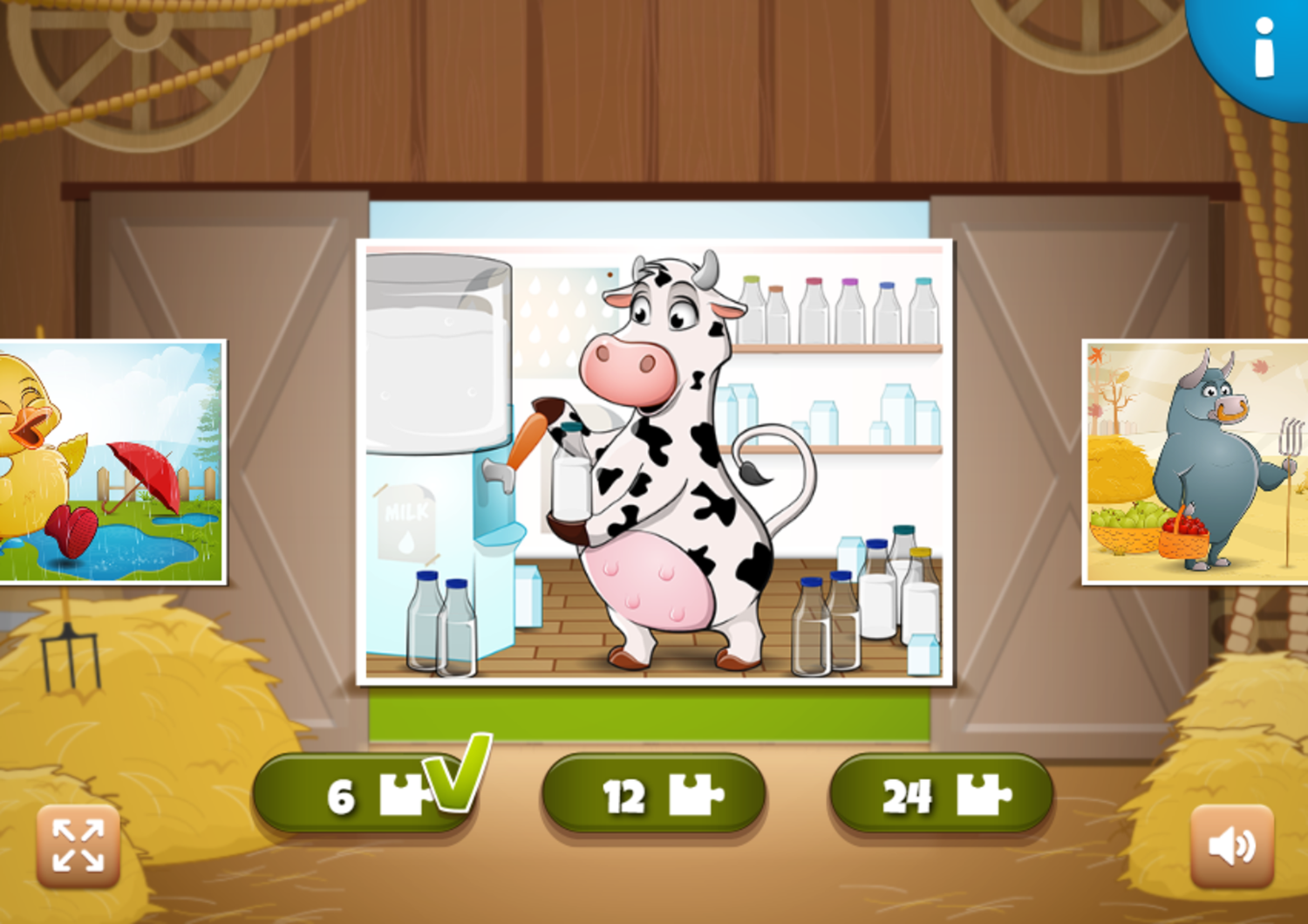 Kids Farm Fun Game Puzzle Select Screenshot.