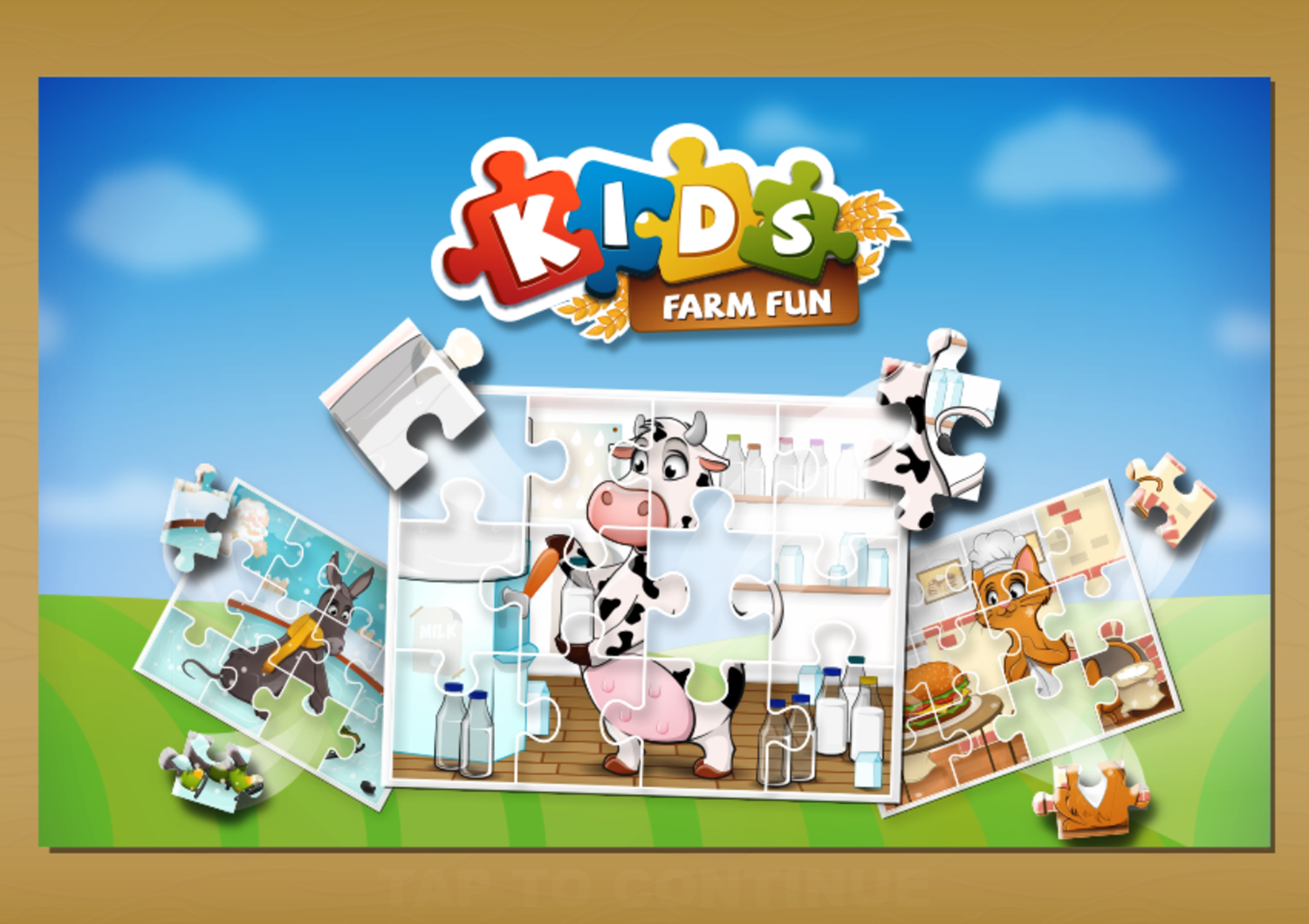 Kids Farm Fun Game Welcome Screen Screenshot.