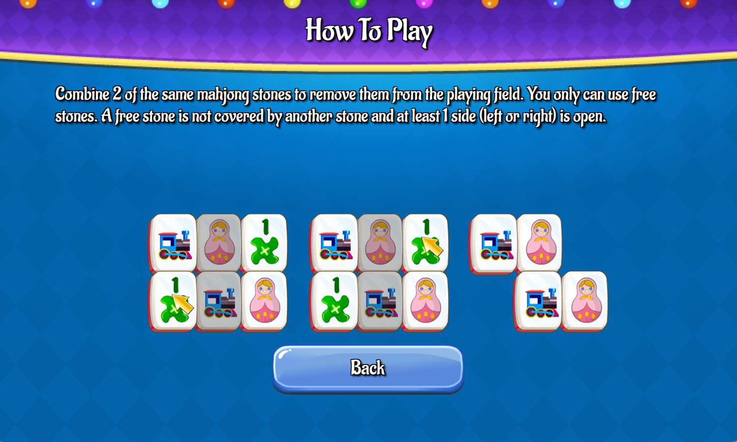 Kids Mahjong Game How To Play Screenshot.