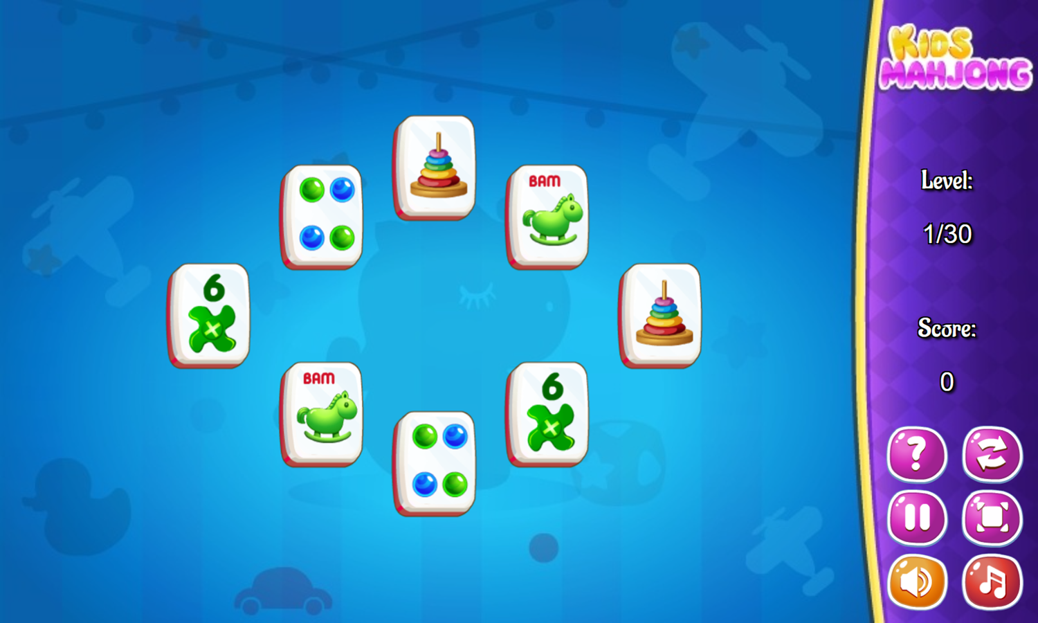 Kids Mahjong Game Level Start Screenshot.