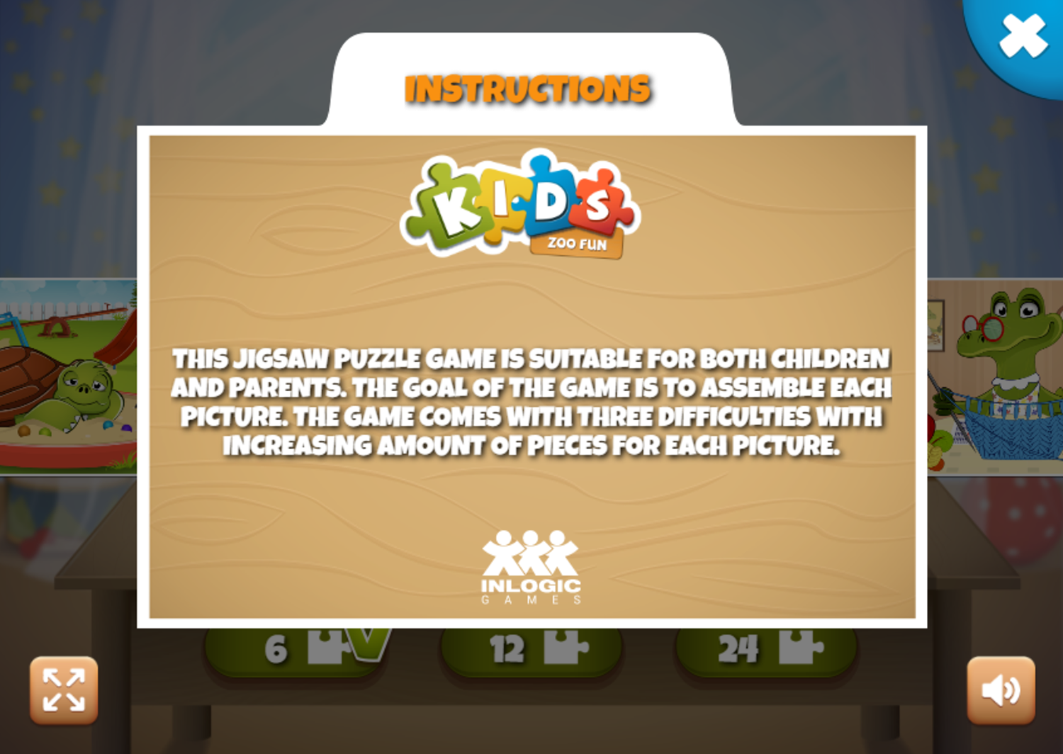 Kids Zoo Fun Game Instructions Screenshot.
