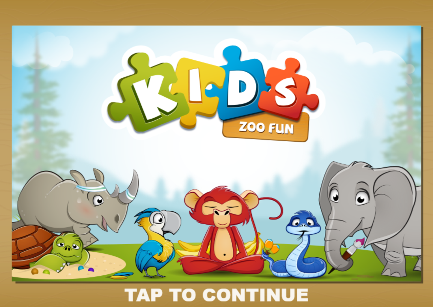 Kids Zoo Fun Game Welcome Screen Screenshot.
