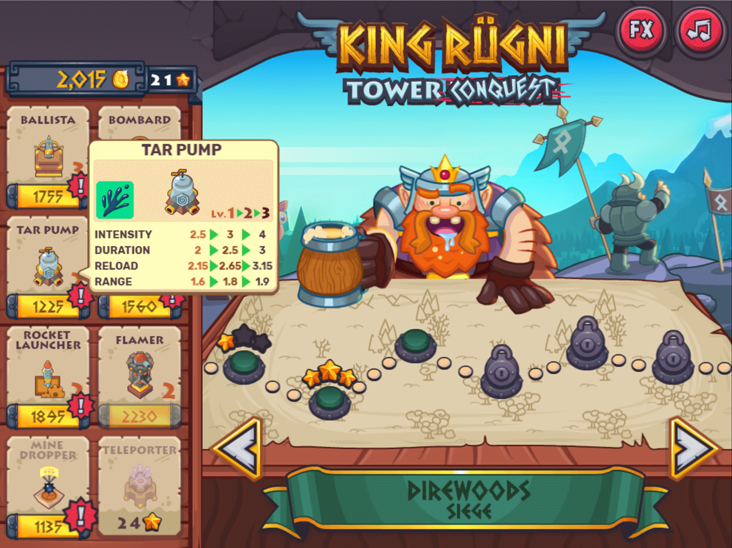 King Rugni Tower Upgrades Screenshot.