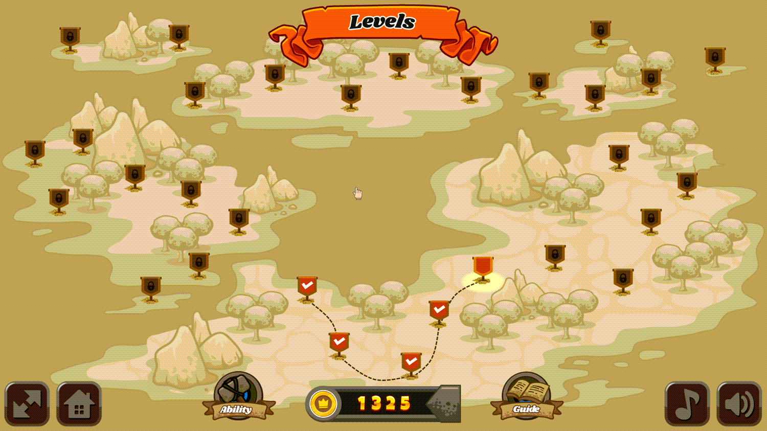 Kingdom Defense Level Select Screenshot.