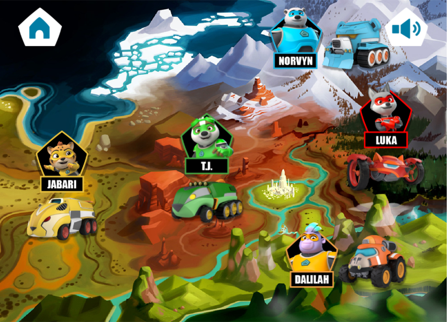 Kingdom Force Volcano Chase Game Stage Select Screenshot.