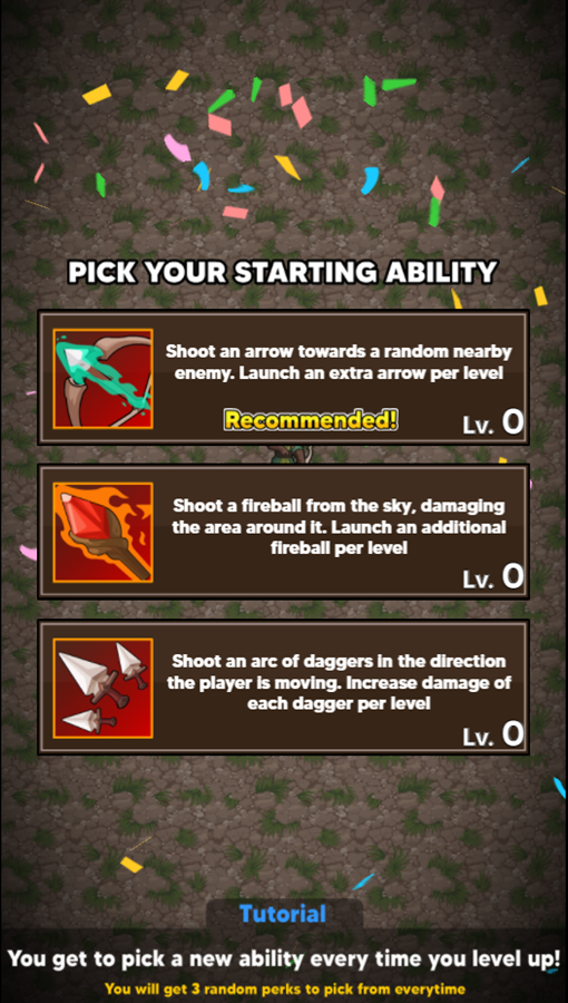 Kingdom Survivor Game Pick Starting Ability Screen Screenshot.