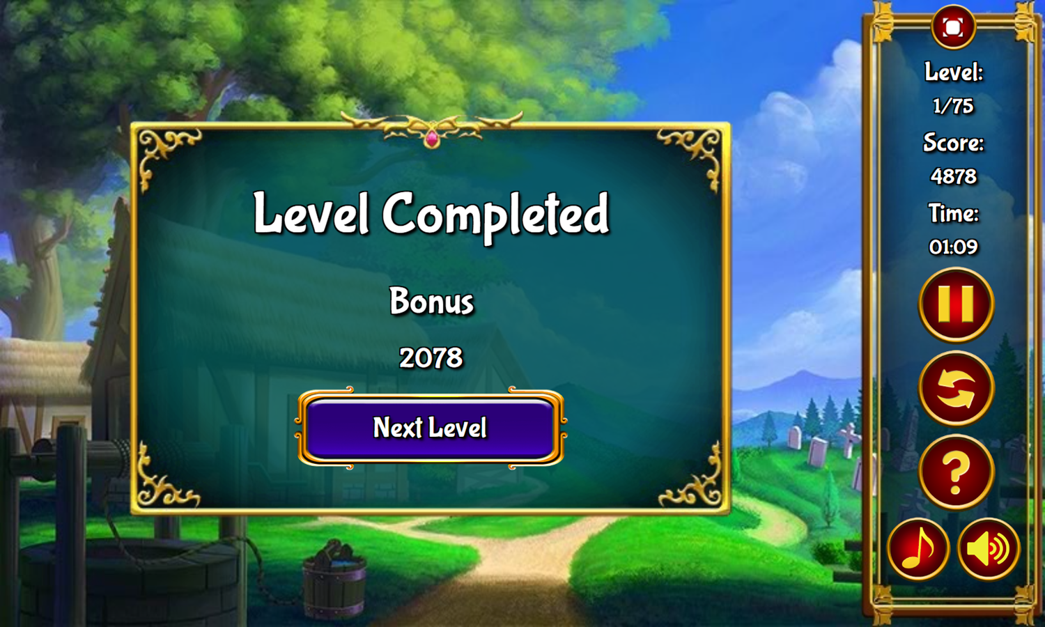 Kings and Knights Game Level Completed Screenshot.
