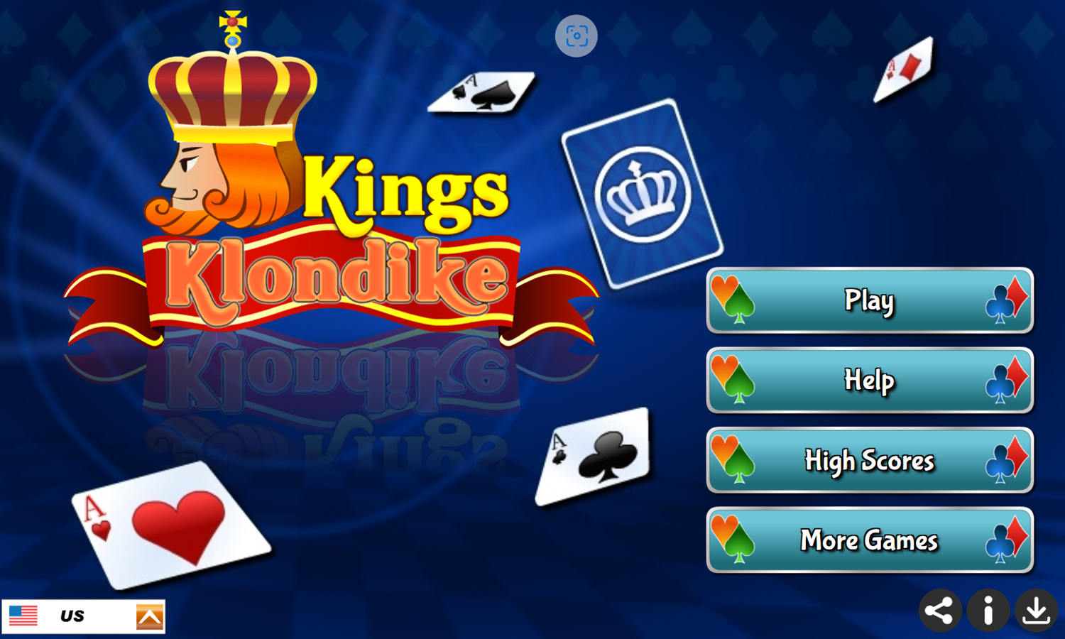 Kings Klondike Game Welcome Screen Screenshot.