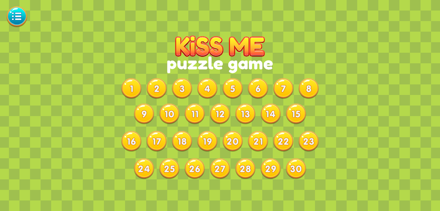 Kiss Me Puzzle Game Level Select Screen Screenshot.