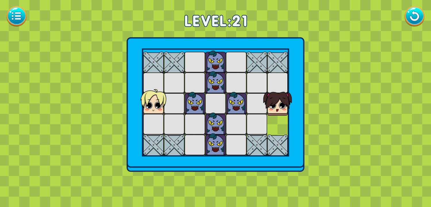 Kiss Me Puzzle Game Level With Six Monsters Screenshot.