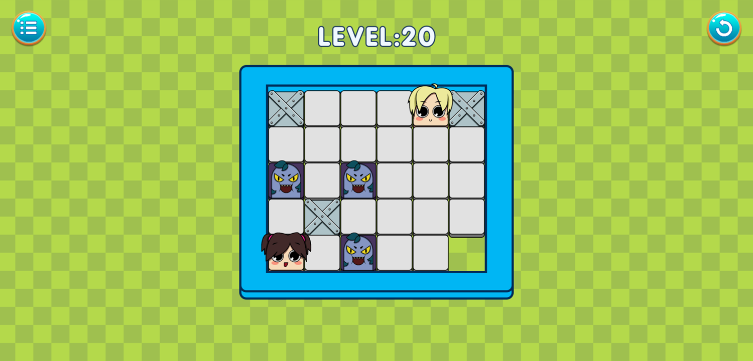 Kiss Me Puzzle Game Level With Three Monsters Screenshot.