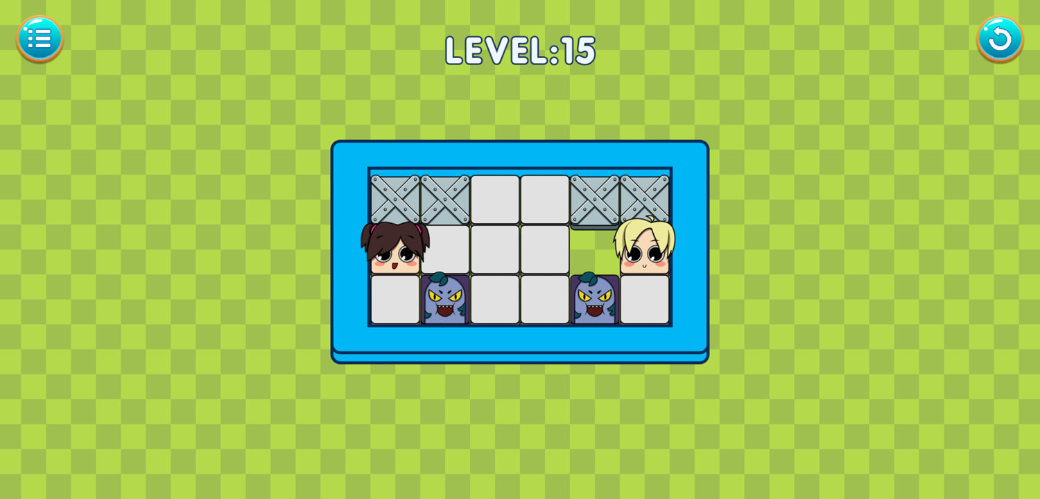 Kiss Me Puzzle Game Level With Two Monsters Screenshot.