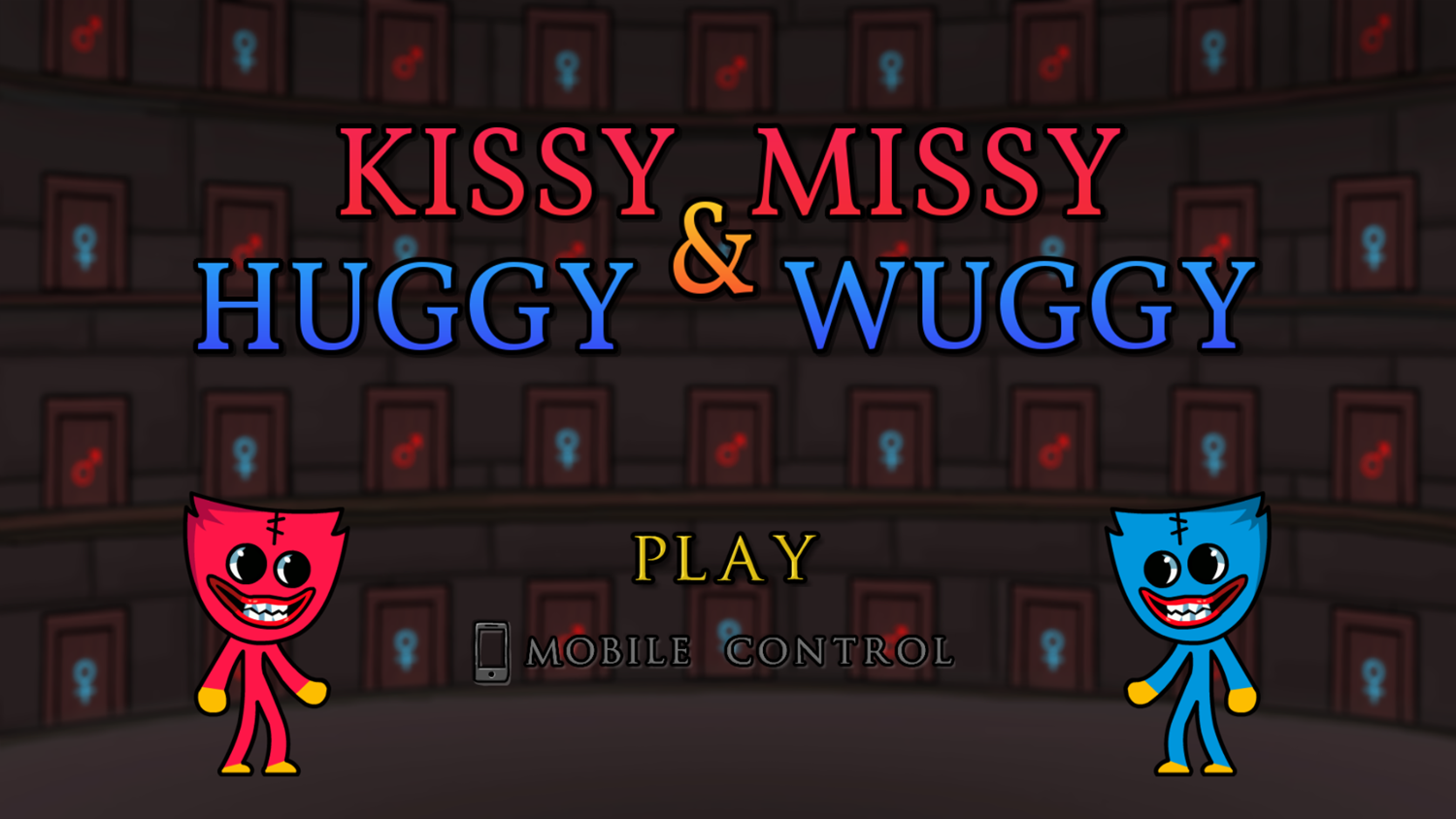 Kissy Missy and Huggy Wuggy Game Welcome Screen Screenshot.