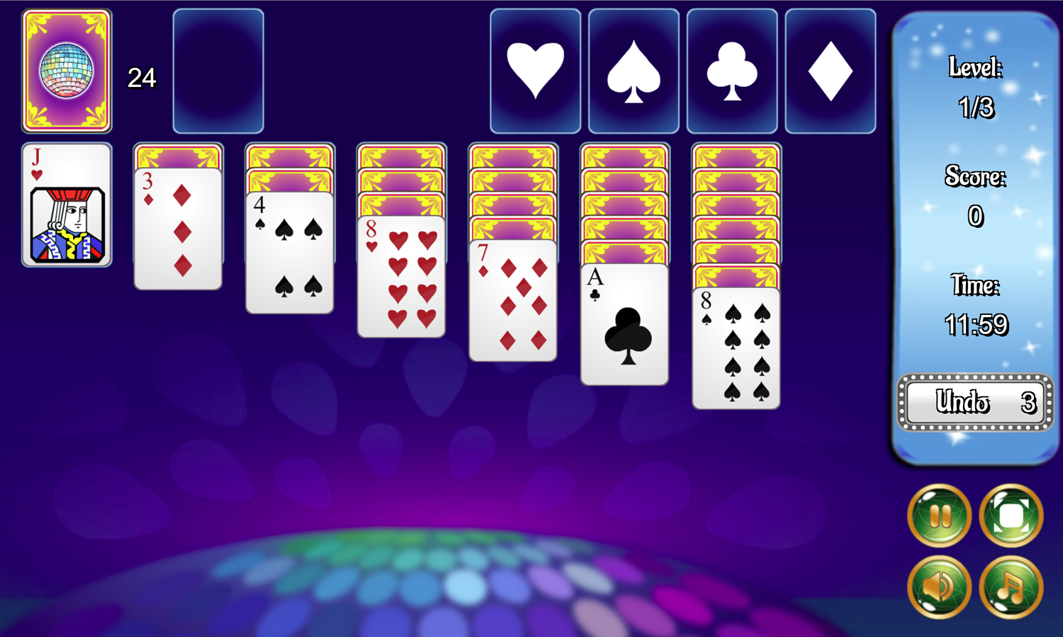 Klondike Solitaire Game Gameplay Screenshot.