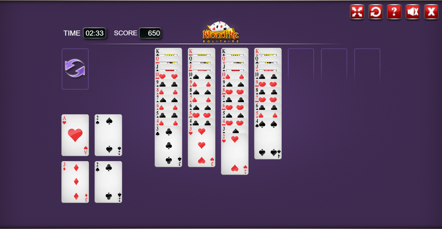 Klondike Solitaire Game Won Screenshot.