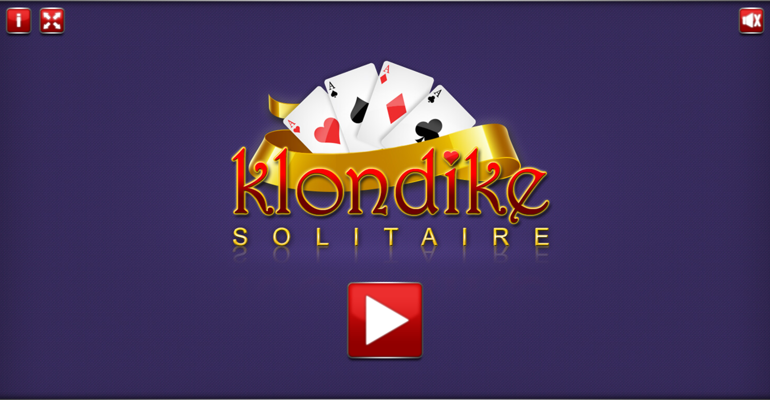 Klondike Solitaire Welcome Screen Screenshot.