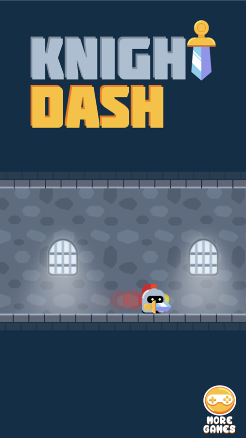 Knight Dash Game Welcome Screen Screenshot.