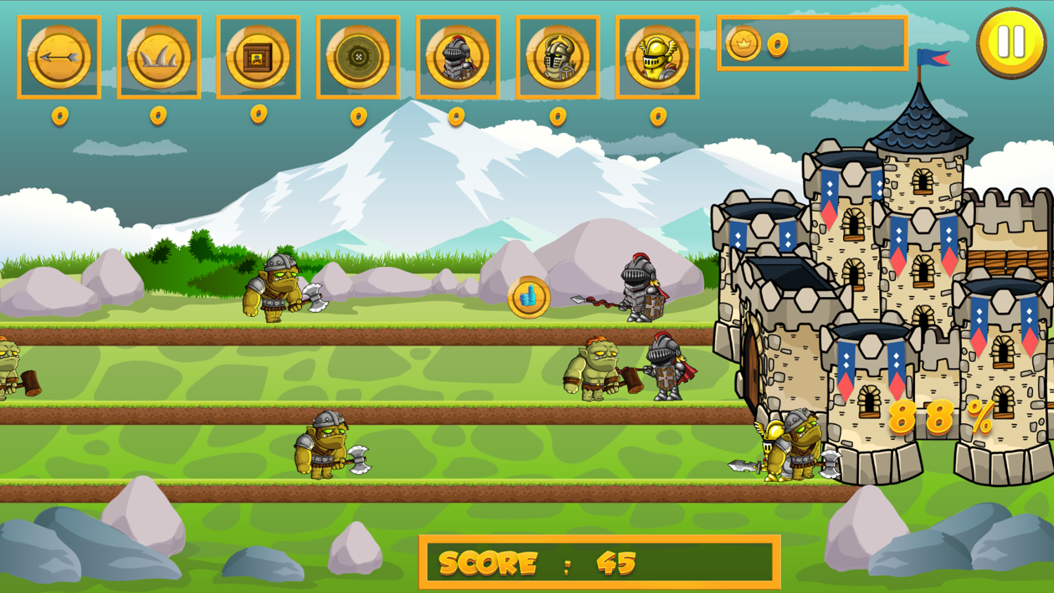 Knight vs Orc Game Play Screenshot.