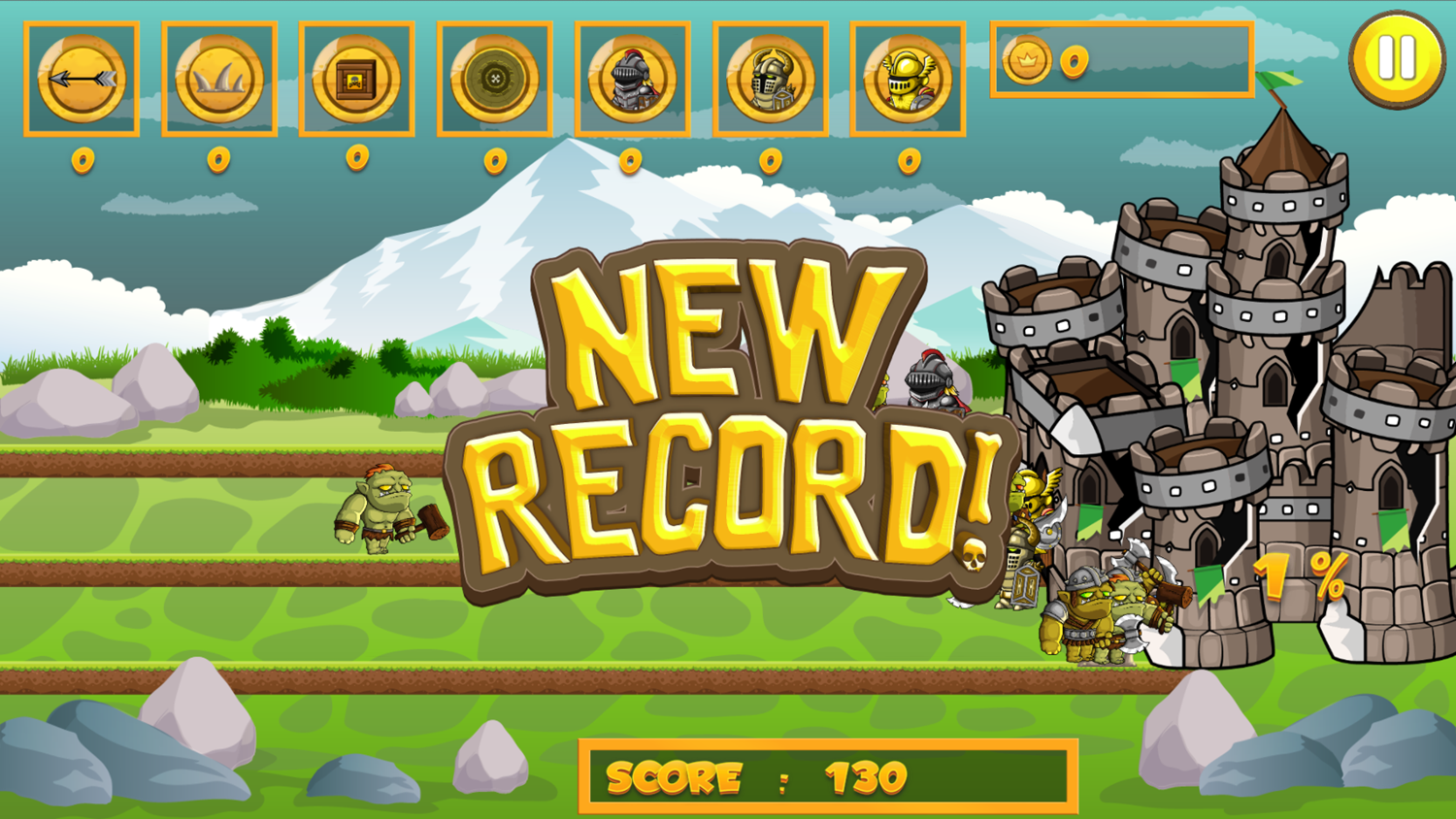 Knight vs Orc Game New Record Screenshot.