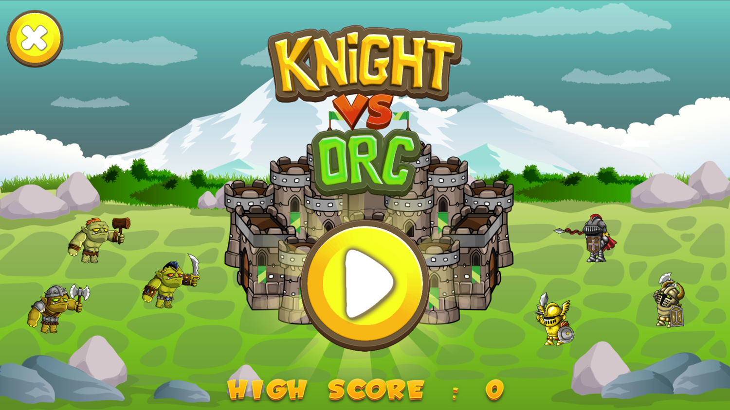 Knight vs Orc Game Welcome Screen Screenshot.
