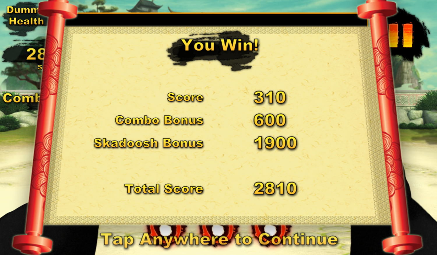 Kung Fu Panda Paw'Some Panda Game Your Score Screenshot.