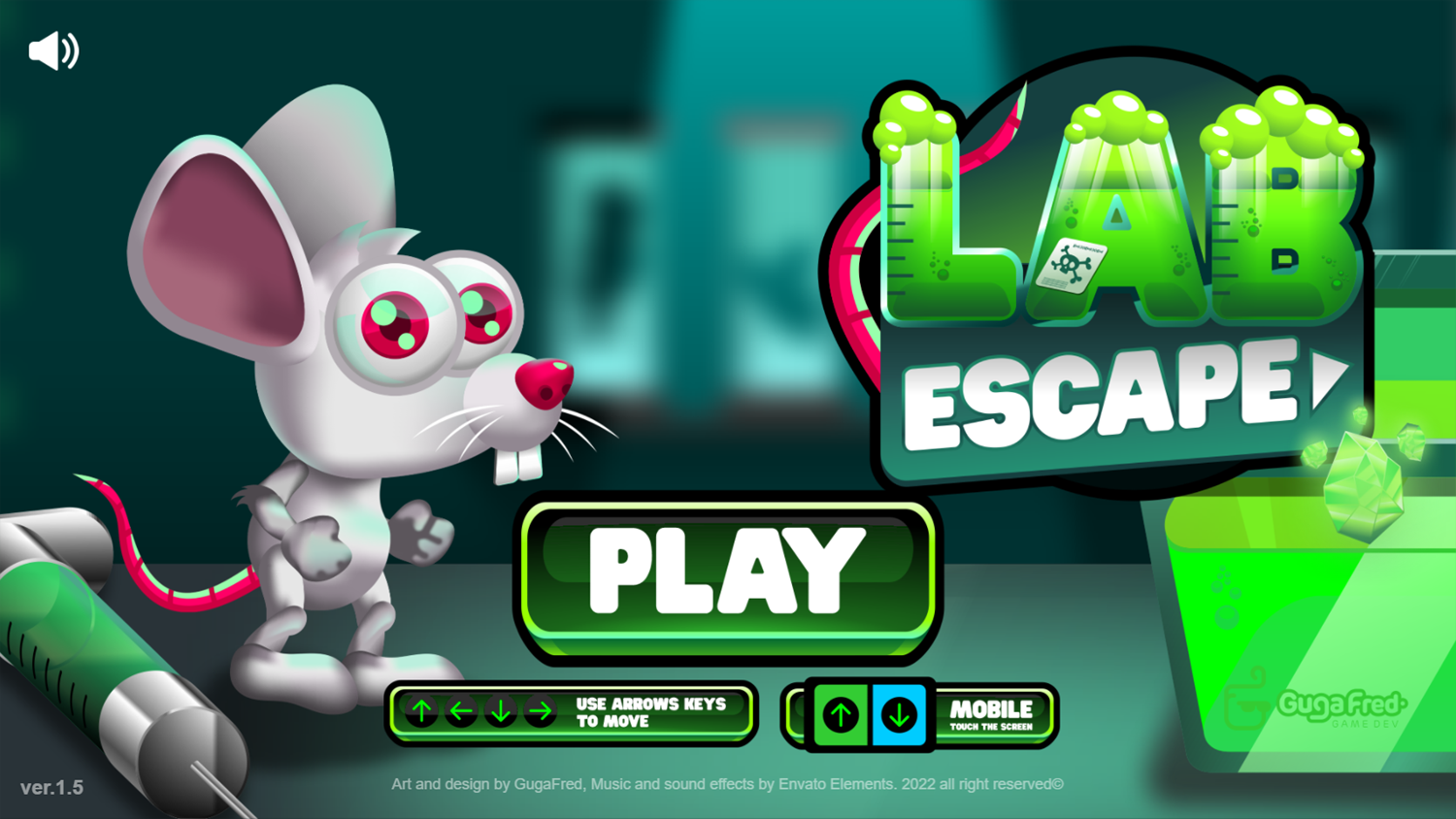 Lab Escape Game Welcome Screen Screenshot.