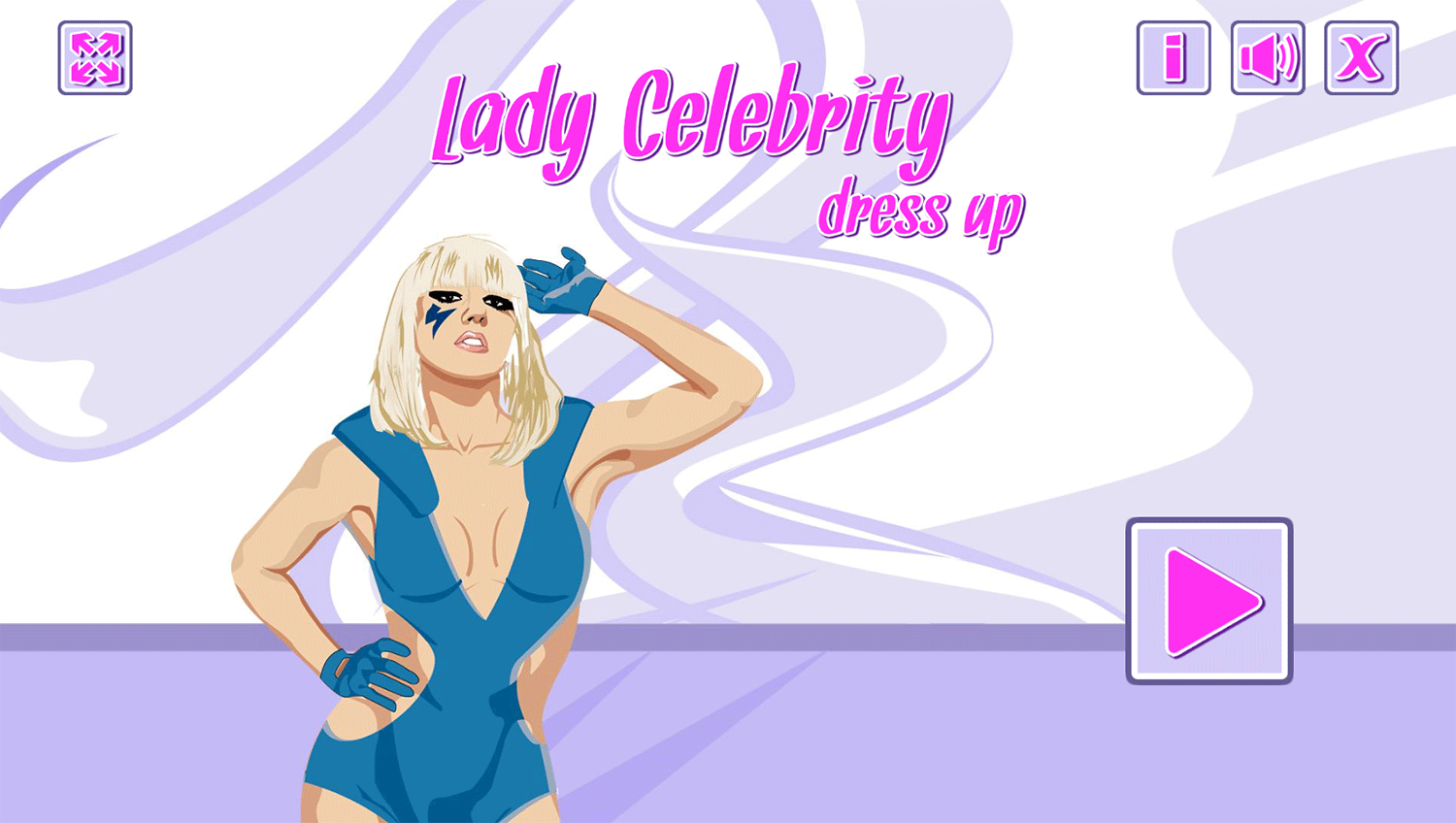 Lady Celebrity Dress Up Game Welcome Screen Screenshot.