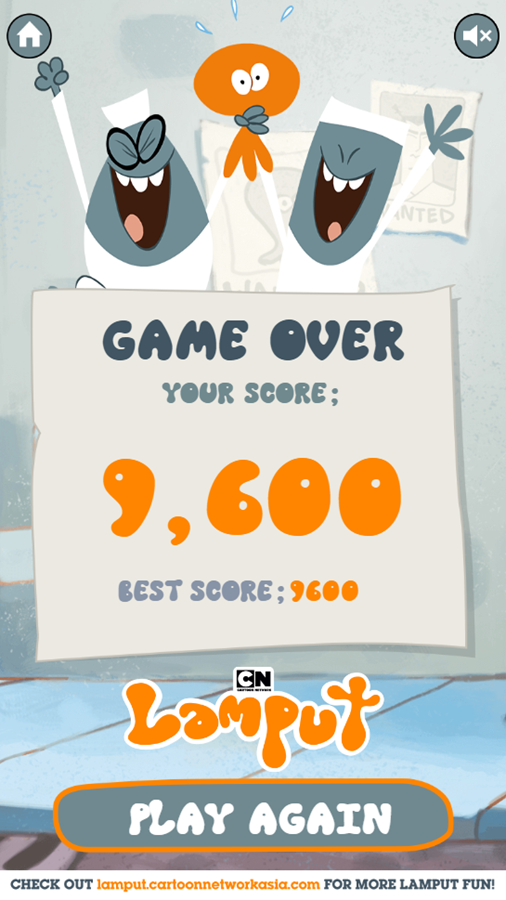 Lamput Jump Game Over Screenshot.