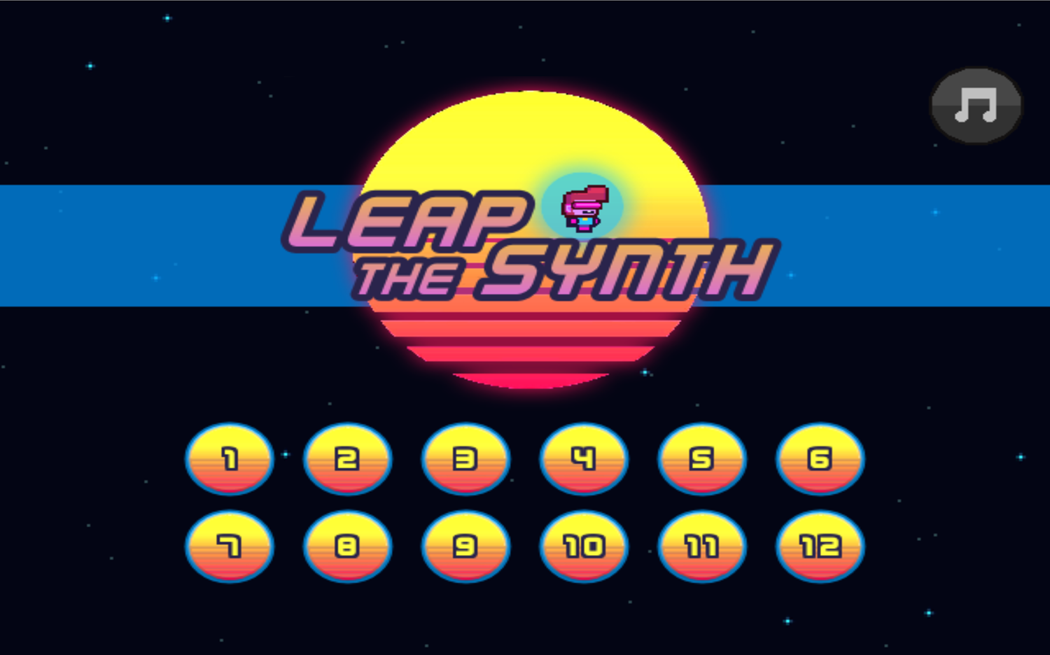 Leap the Synth Game Welcome Screen Screenshot.