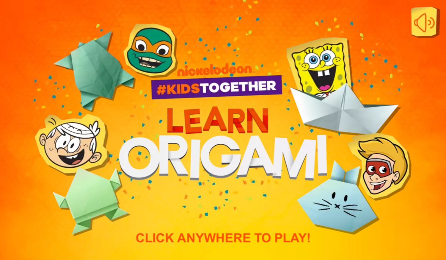 Learn Origami Game Welcome Screen Screenshot.