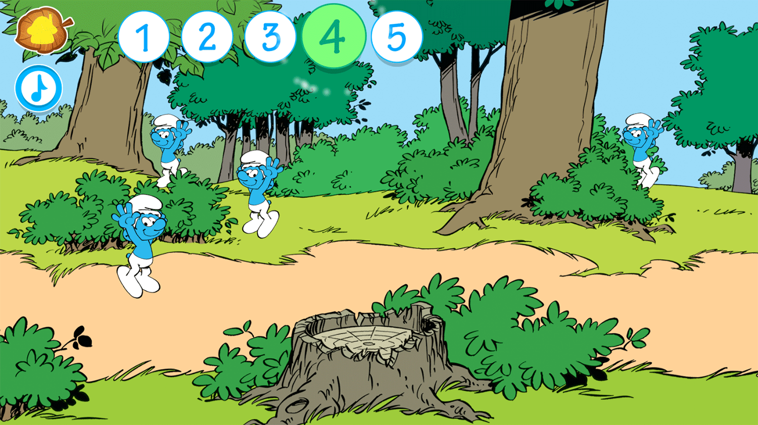 Learn With the Smurfs Counting Game Screenshot.