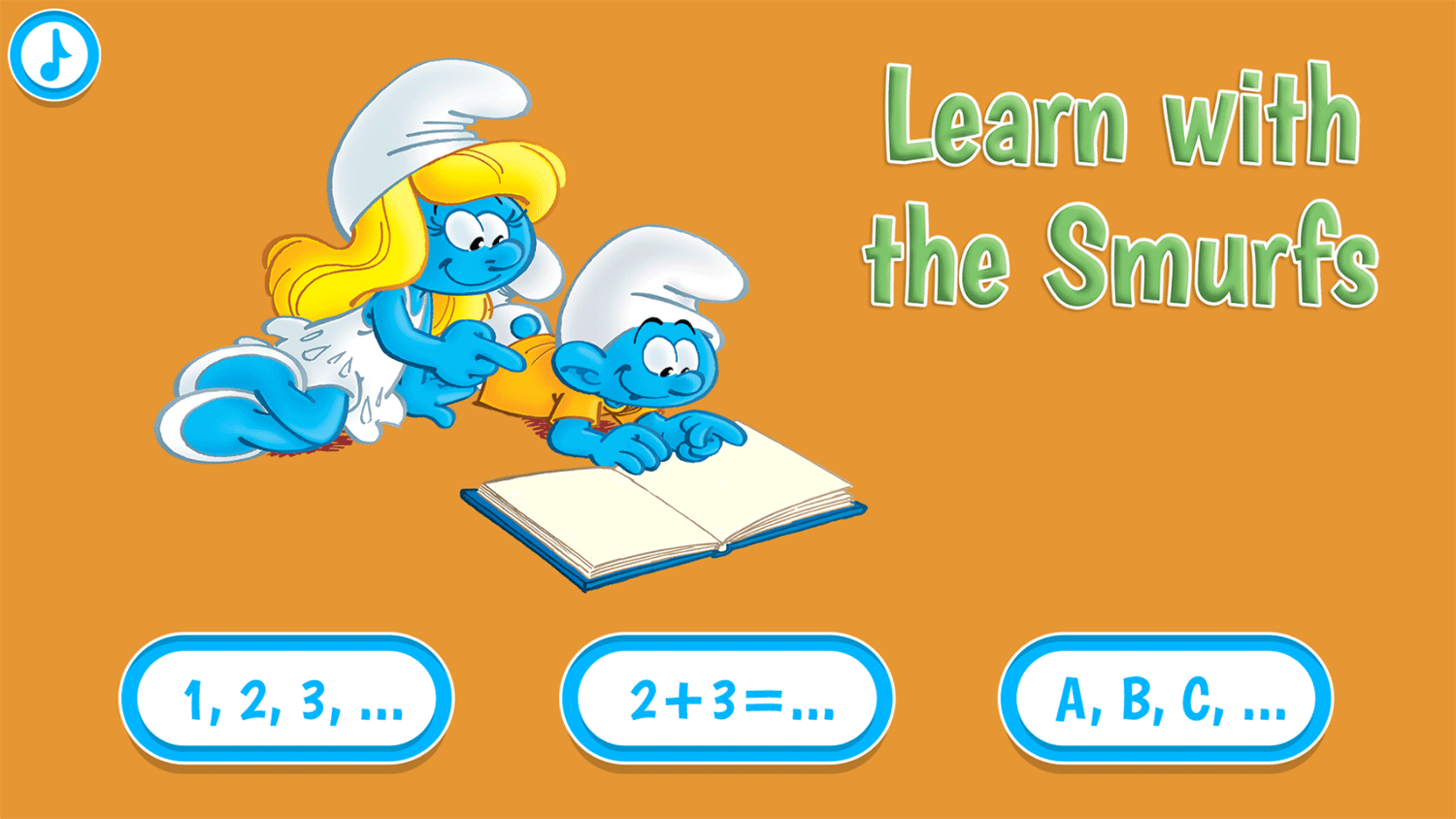 Learn With the Smurfs Game Mode Select Screenshot.