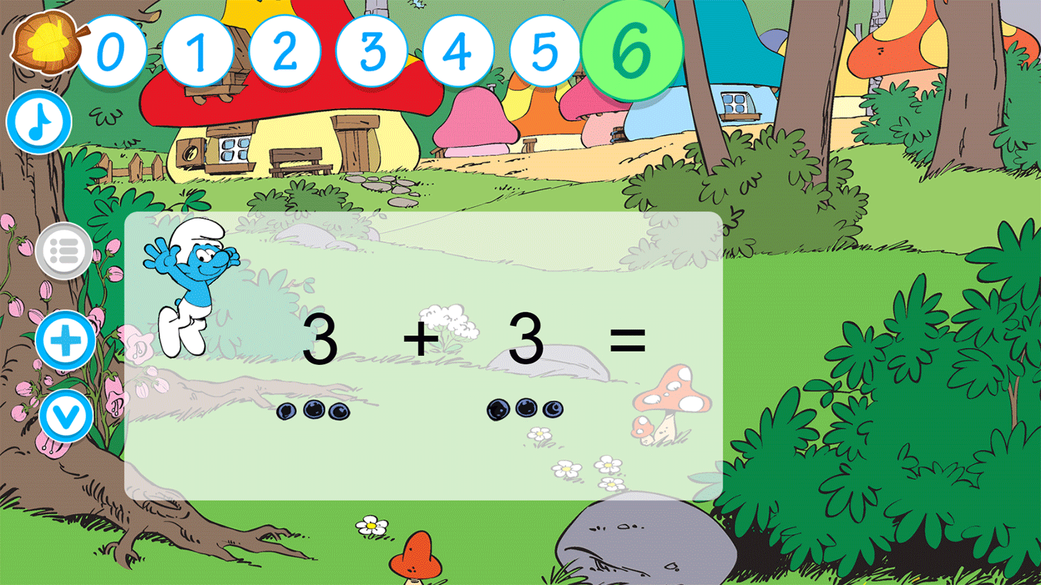 Learn With the Smurfs Math Game Screenshot.