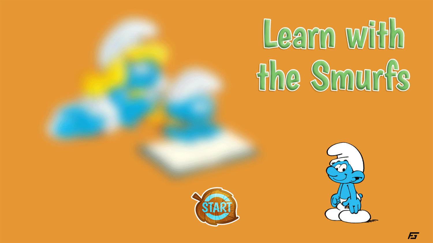 Learn With the Smurfs Game Welcome Screen Screenshot.