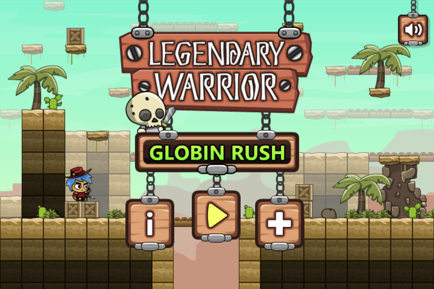 Legendary Warrior Globin Rush Game Welcome Screen Screenshot.