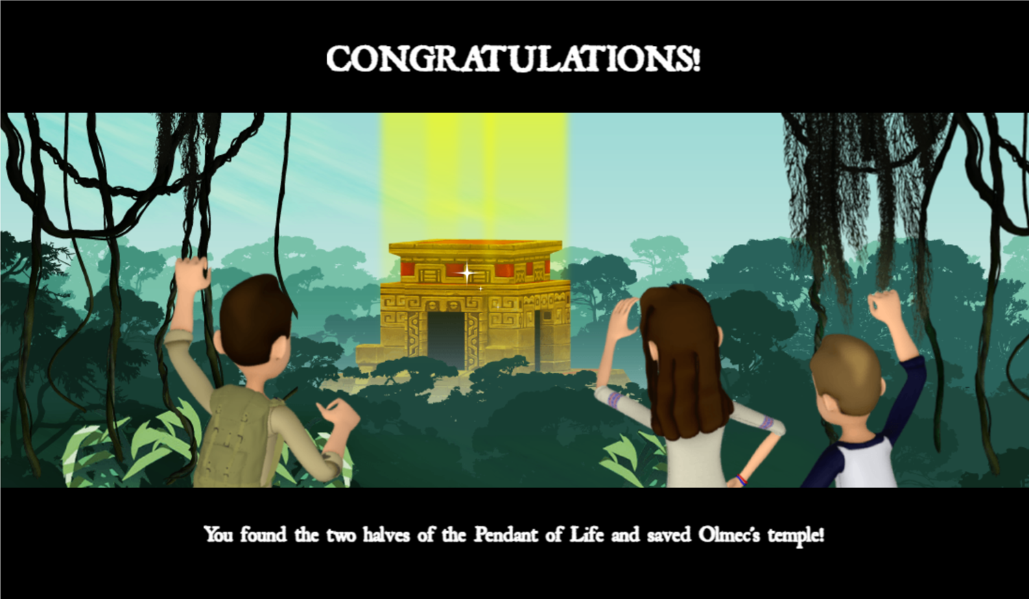 Legends of the Hidden Temple Unlock the Past Game Beat Screen Screenshot.