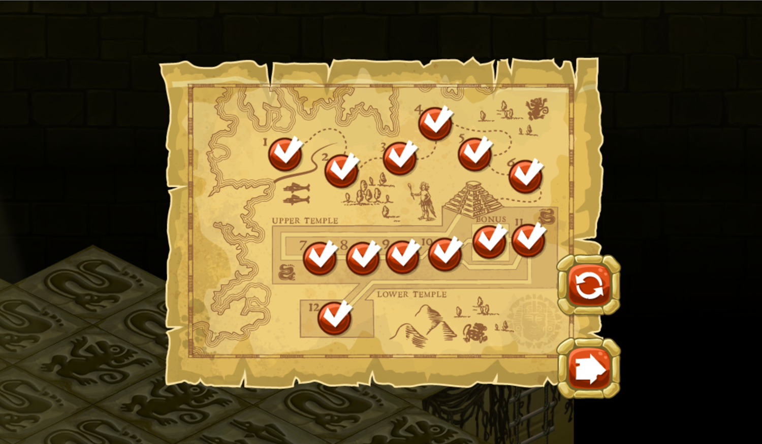 Legends of the Hidden Temple Unlock the Past Game Level Select Screen Screenshot.