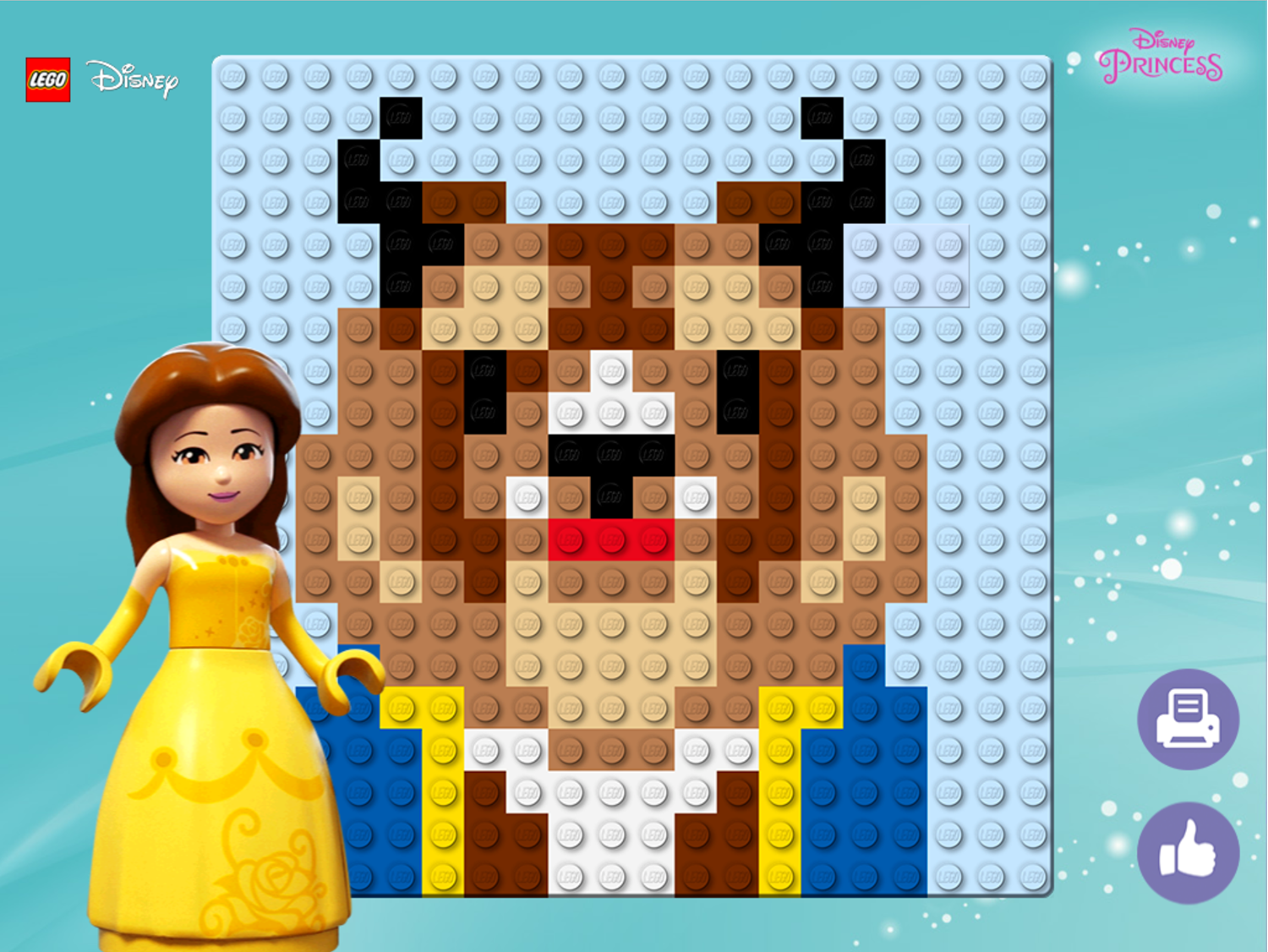 LEGO Disney Brixel Art Game Beast Print Screen Screenshot.